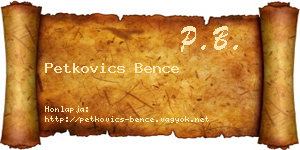 Petkovics Bence névjegykártya