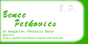 bence petkovics business card